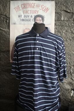 Polo Golf Ralph Lauren XL Navy Blue Striped Pony Logo Short Sleeve Polo Shirt